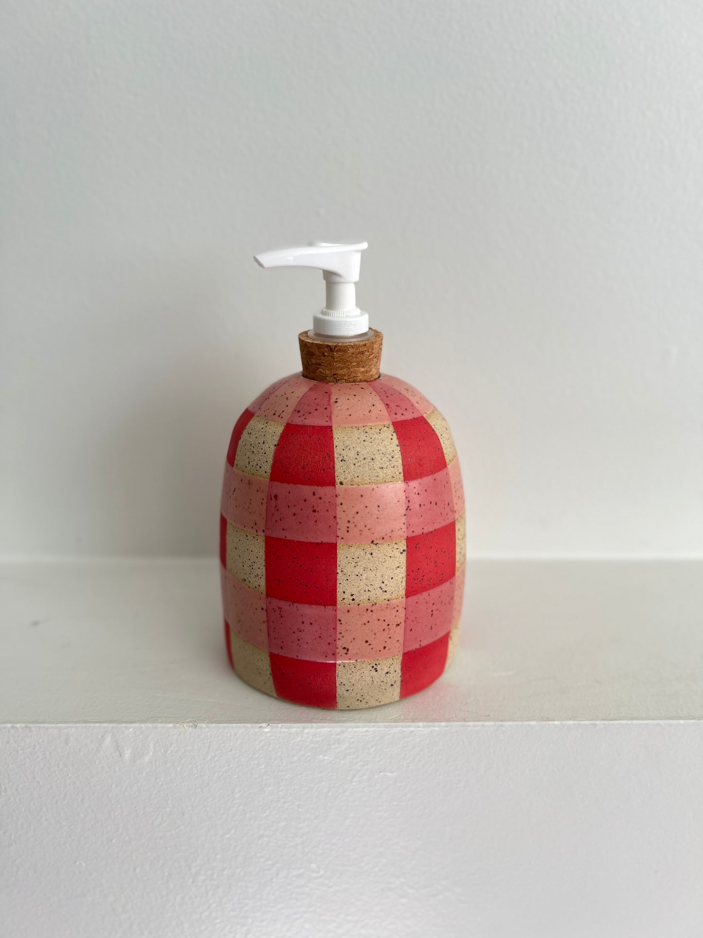 SOAP PUMP | GINGHAM | PINK + RED