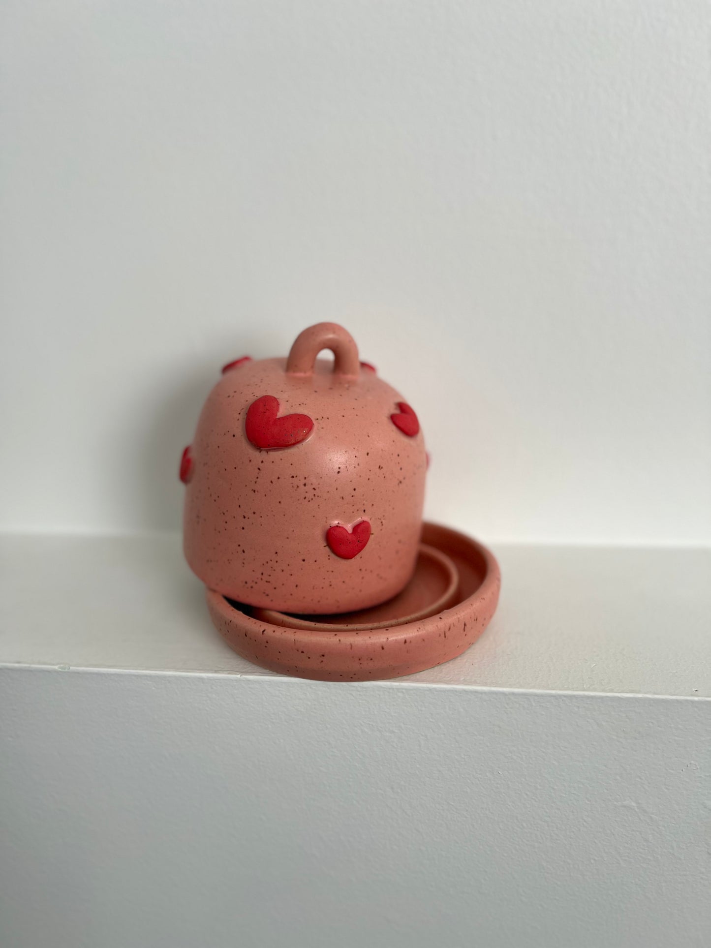 BUTTER DISH | PINK + RED | 3d HEARTS