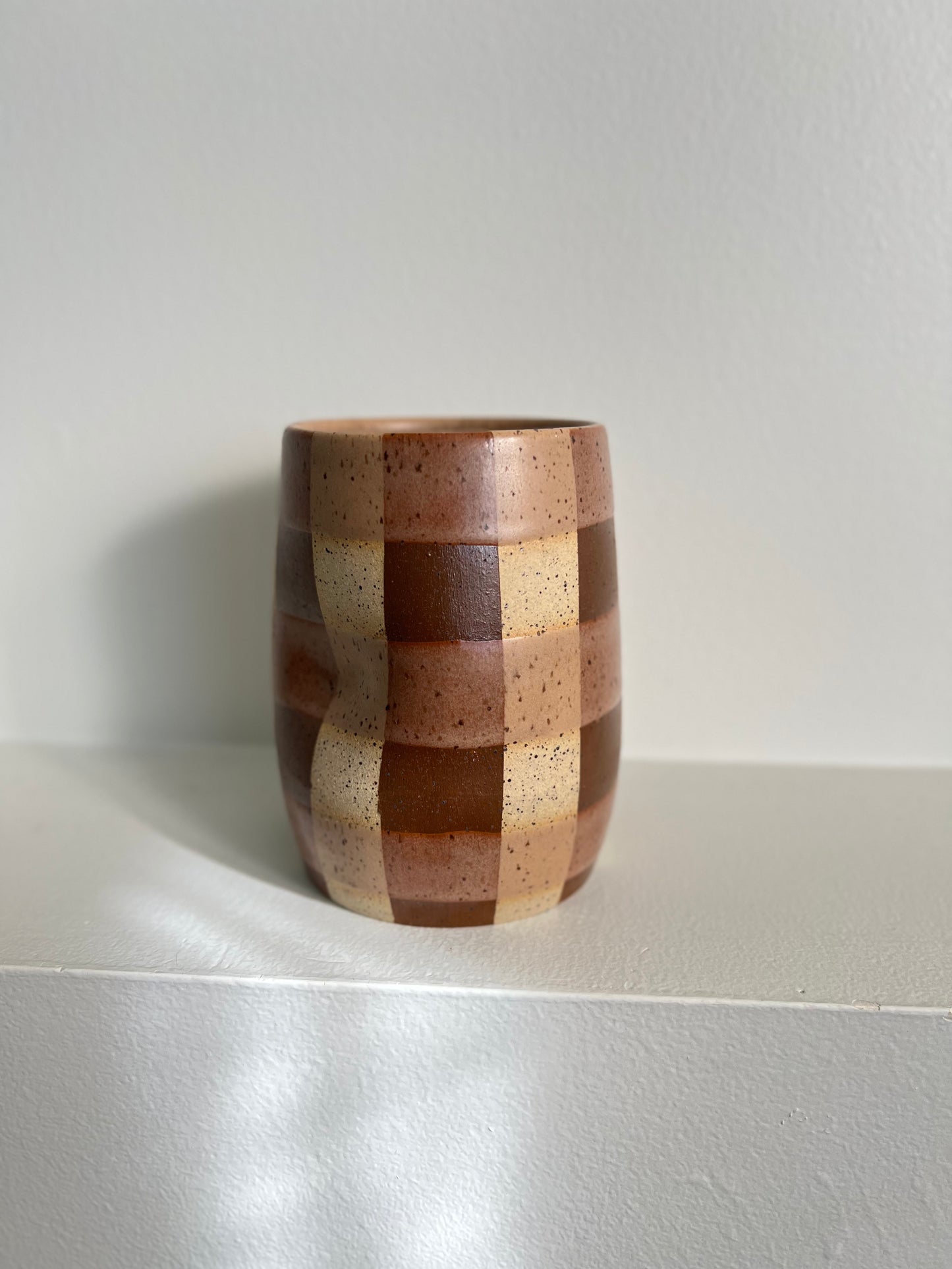 SMOOTHIE CUP / VASE | GINGHAM | BROWN