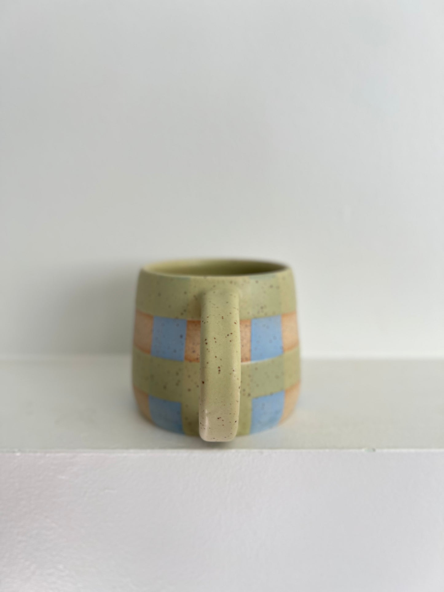 - MUG | SHORT 14oz | GINGHAM | GREEN + BLUE