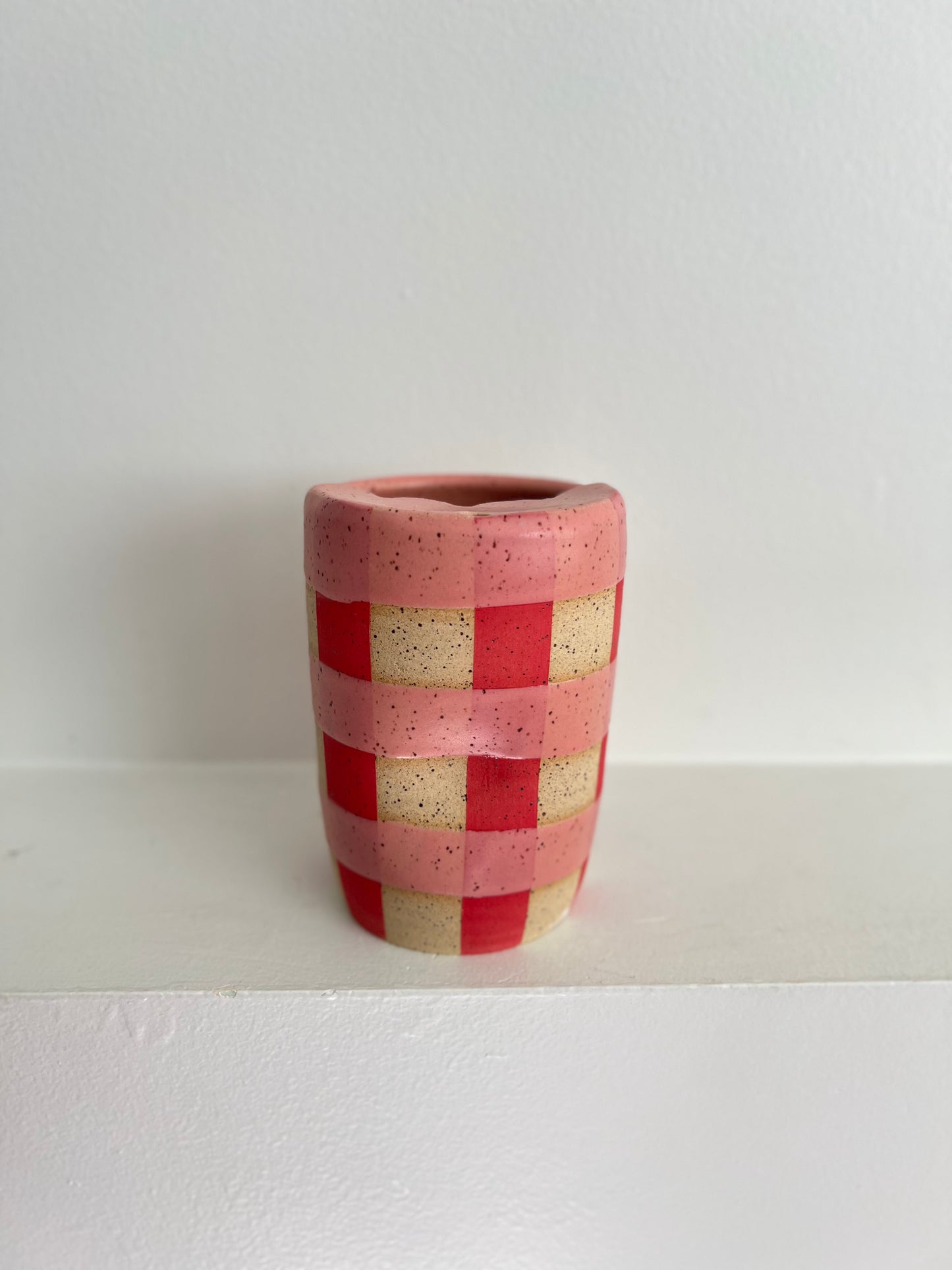- TO-GO MUG | PINK + RED GINGHAM