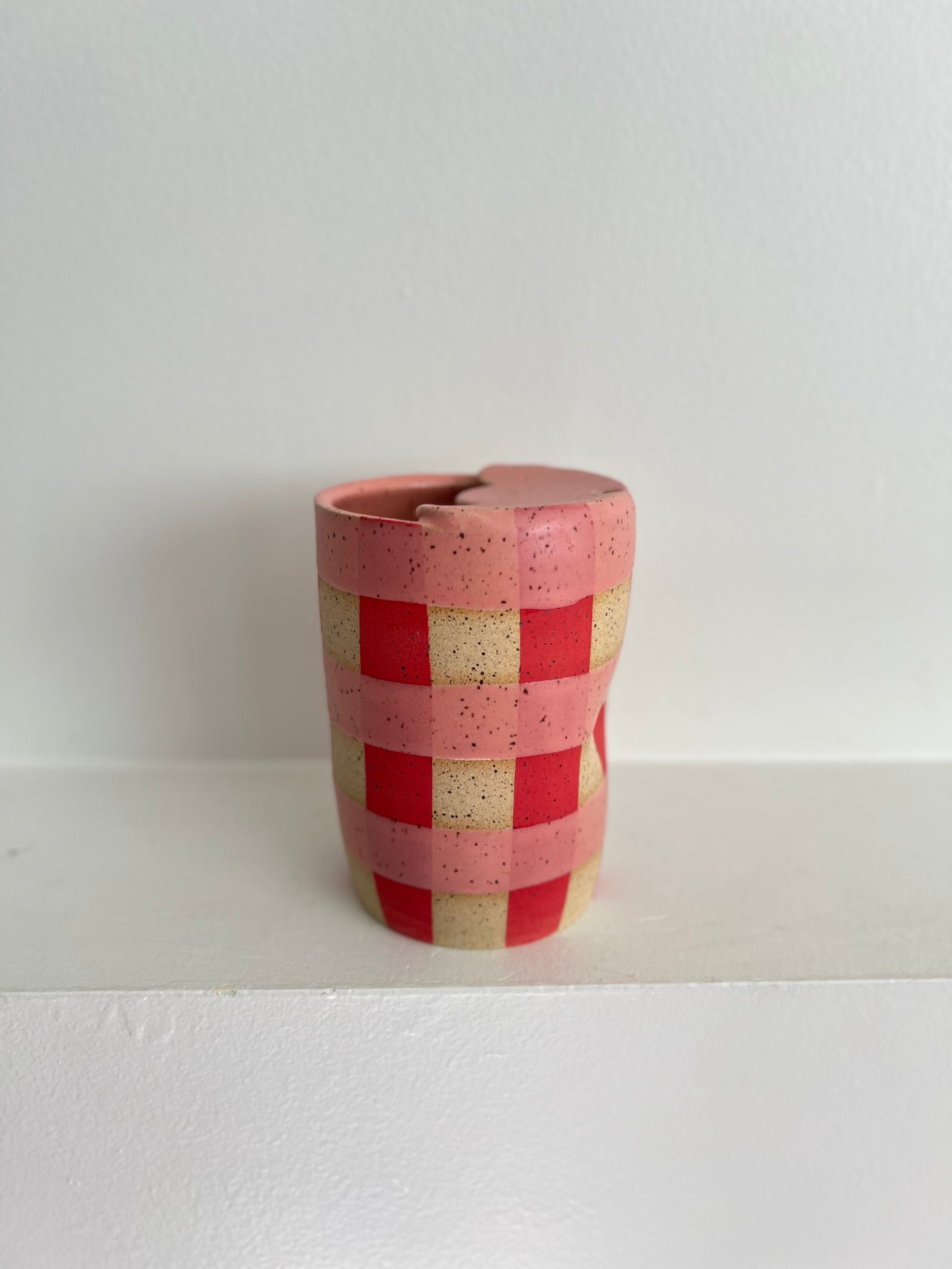 - TO-GO MUG | PINK + RED GINGHAM