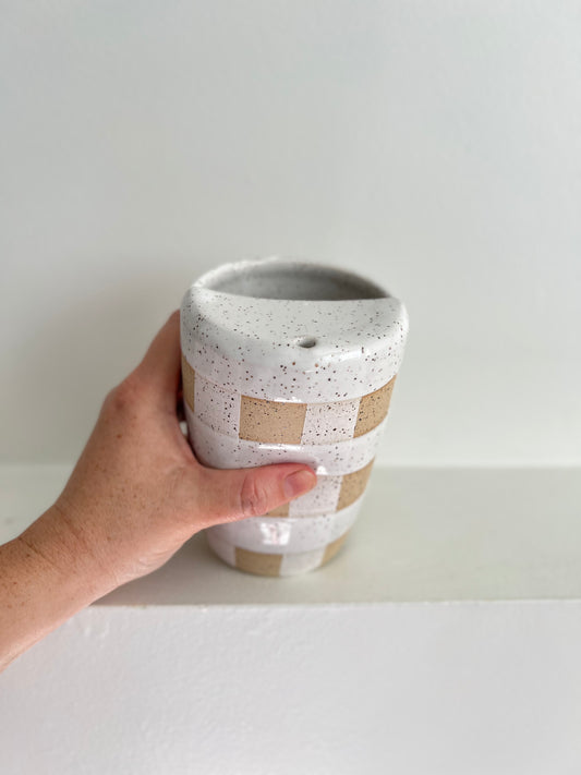 - TO-GO MUG | WHITE GINGHAM