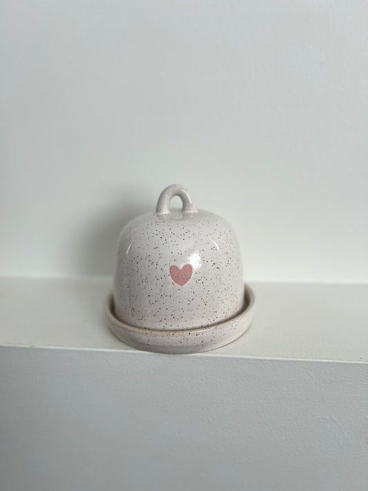 BUTTER DISH | PINK HEARTS | DISCOUNTED