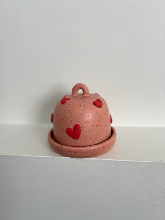 BUTTER DISH | PINK + RED | 3d HEARTS