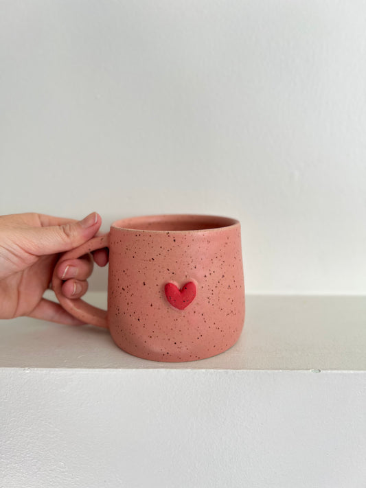 - MUG | SHORT 14oz | HEARTS | PINK + RED