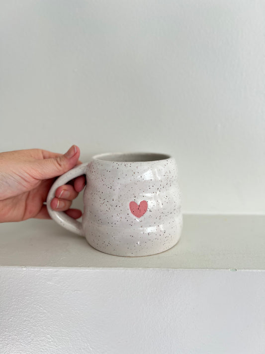 - MUG | SHORT 14oz | BUBBLE HEART | MID PINK