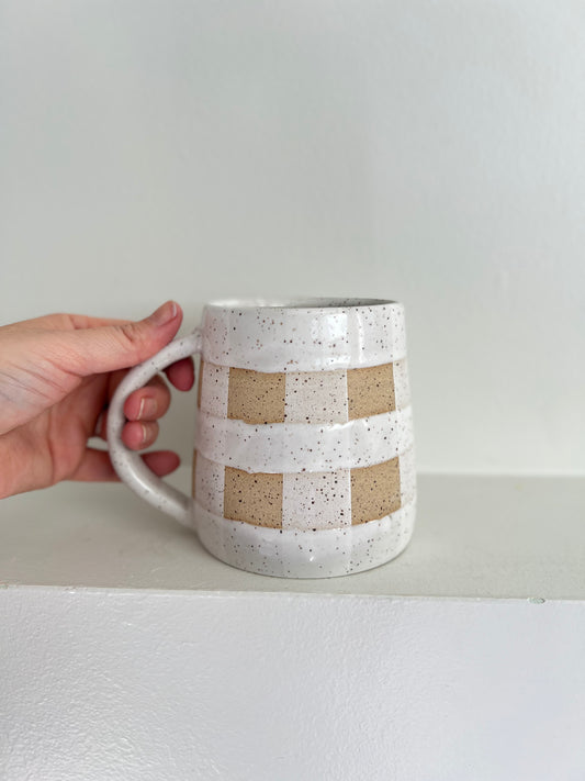 - MUG | TALL 18oz | GINGHAM | WHITE | DISCOUNTED