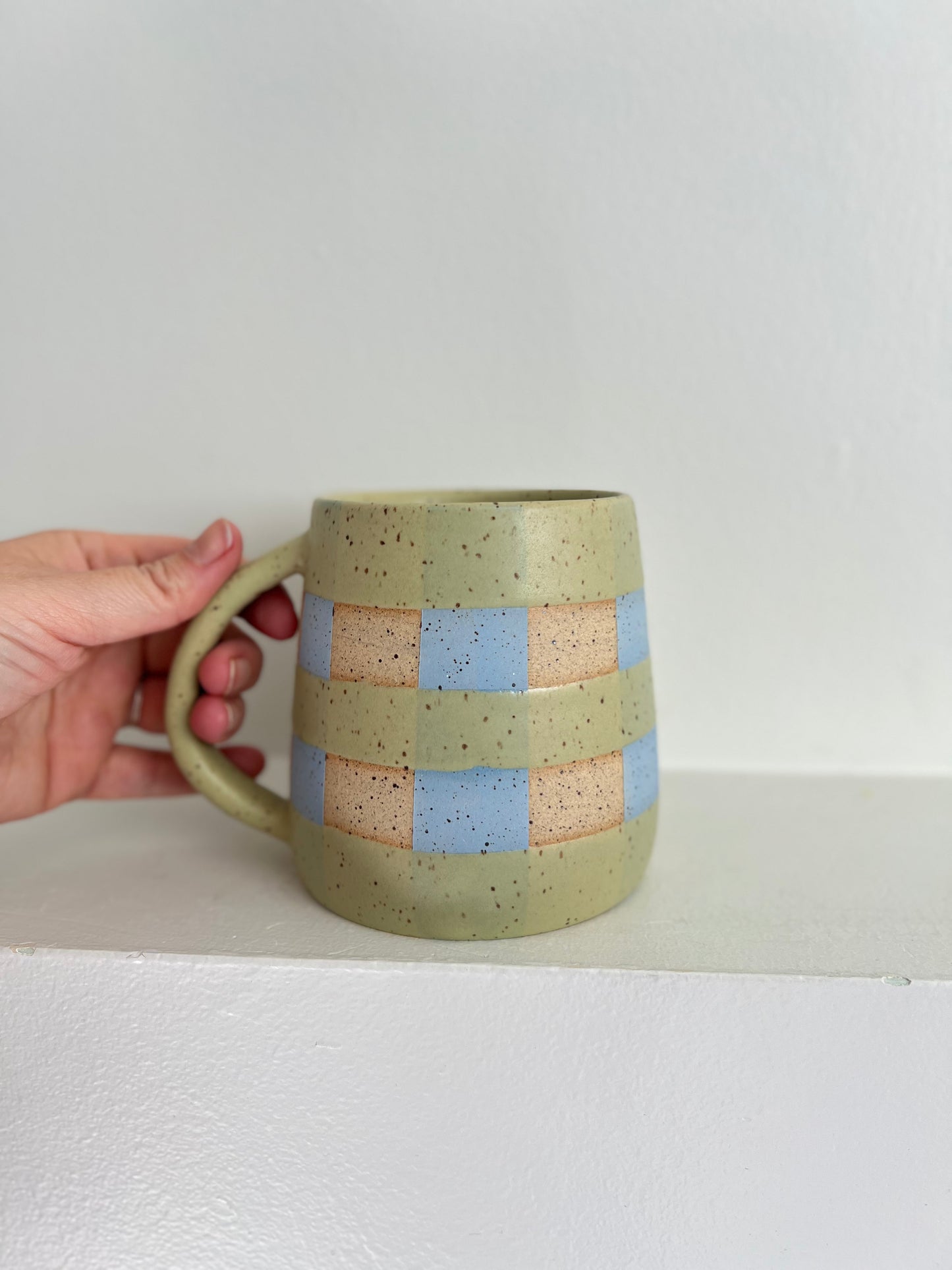 - MUG | TALL 18oz | GINGHAM | BLUE + GREEN