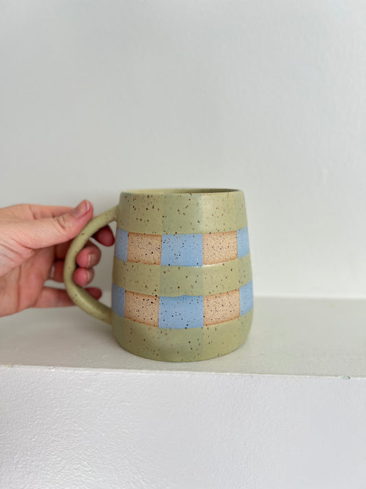 - MUG | TALL 18oz | GINGHAM | BLUE + GREEN