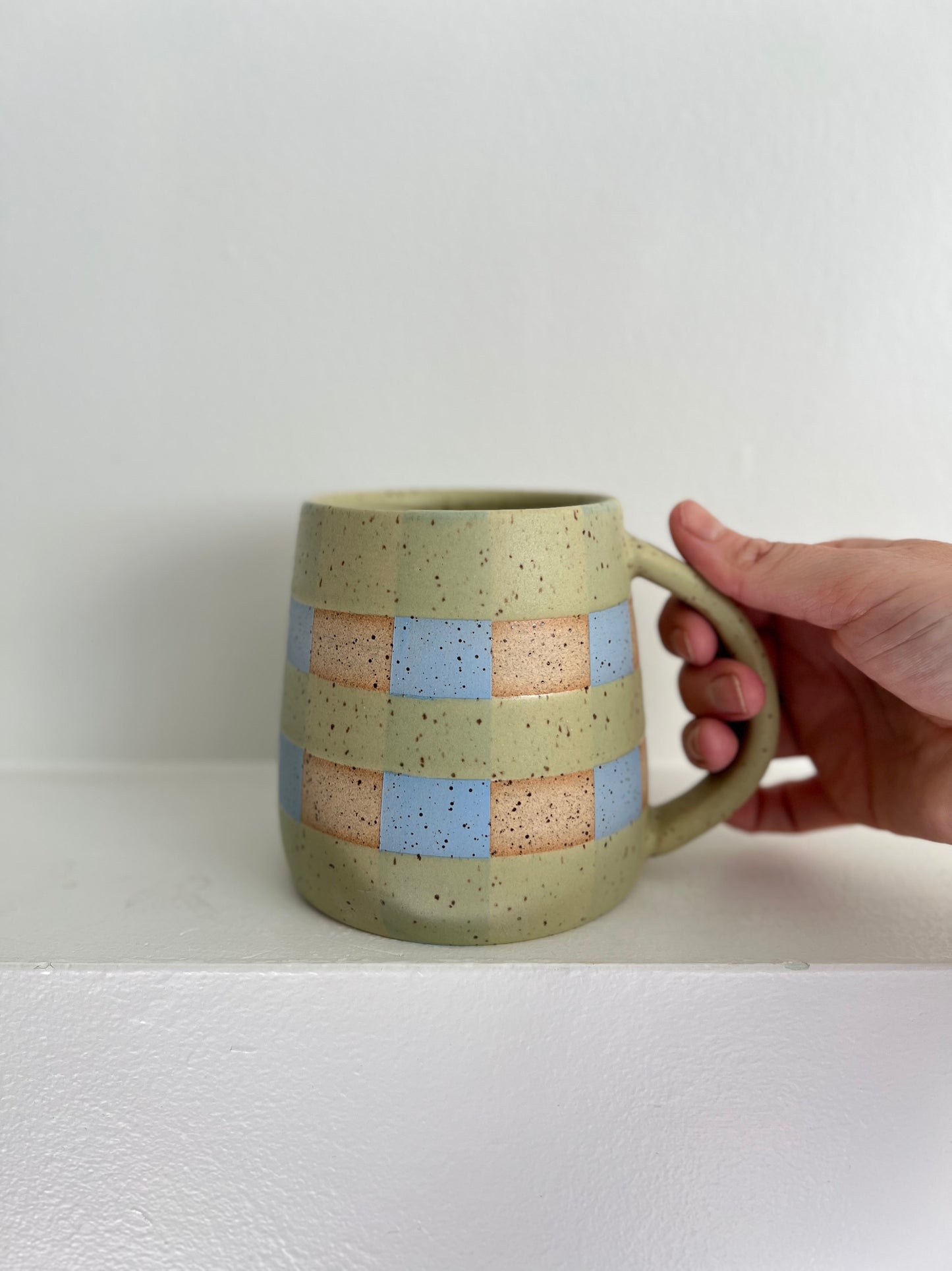 - MUG | TALL 18oz | GINGHAM | BLUE + GREEN