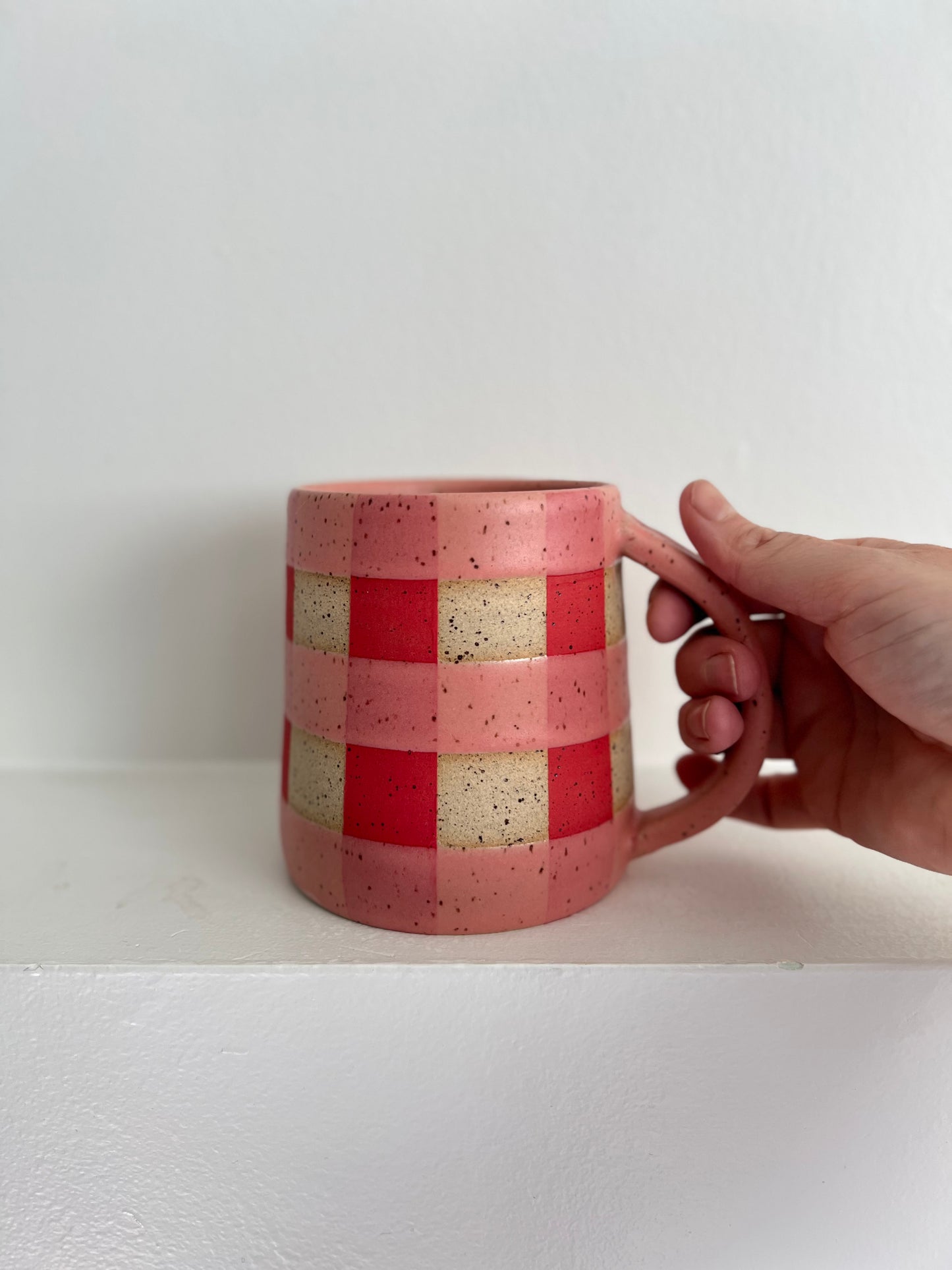 - MUG | TALL 18oz | GINGHAM | PINK + RED