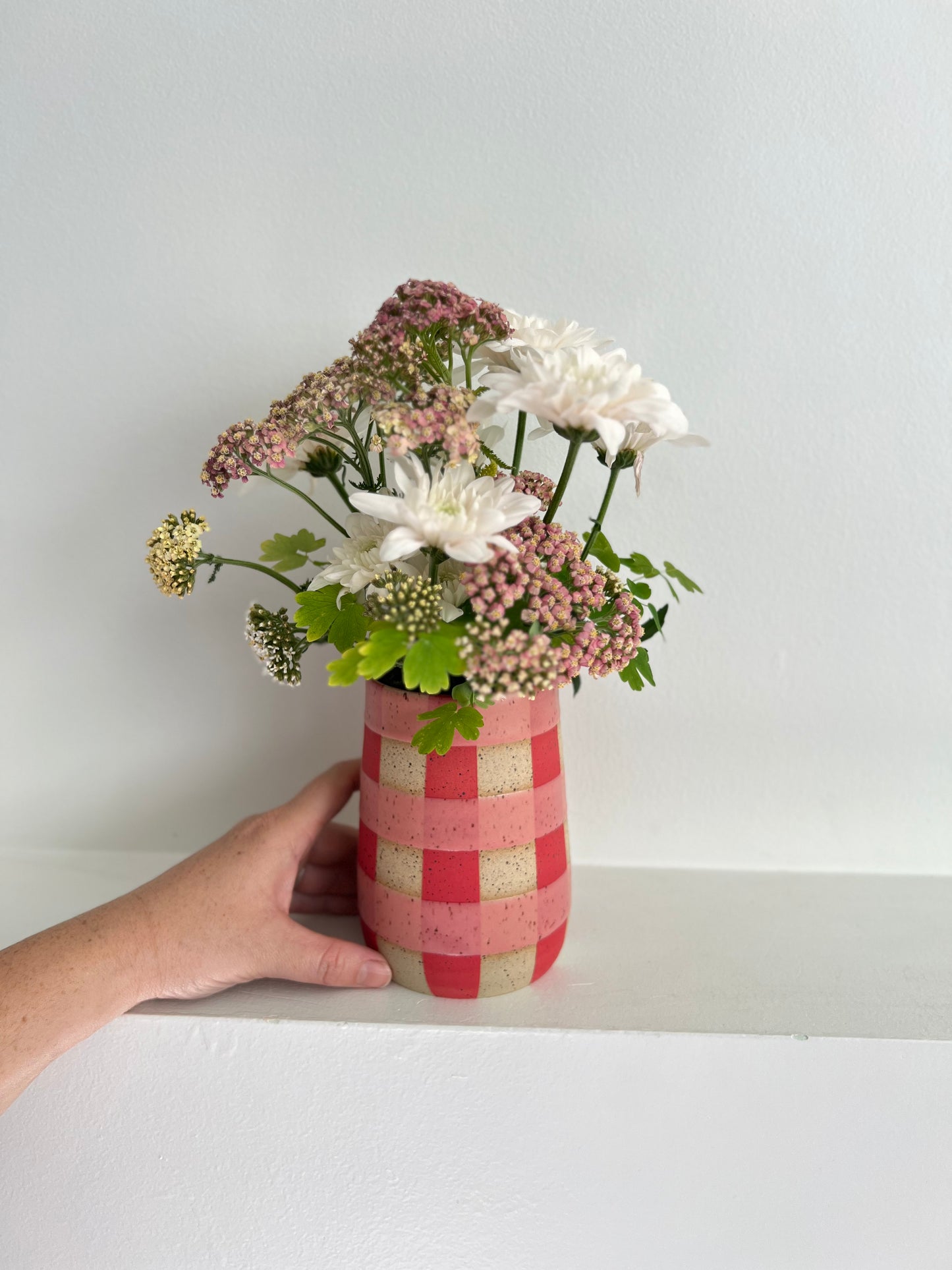 SMOOTHIE CUP/VASE | PINK + RED GINGHAM